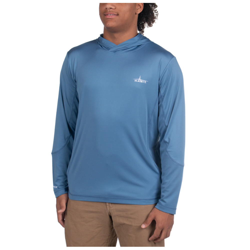 NWT Habit Men's UPF 40+ UV Protection Hooded Performance Layer - Moonlight Blue